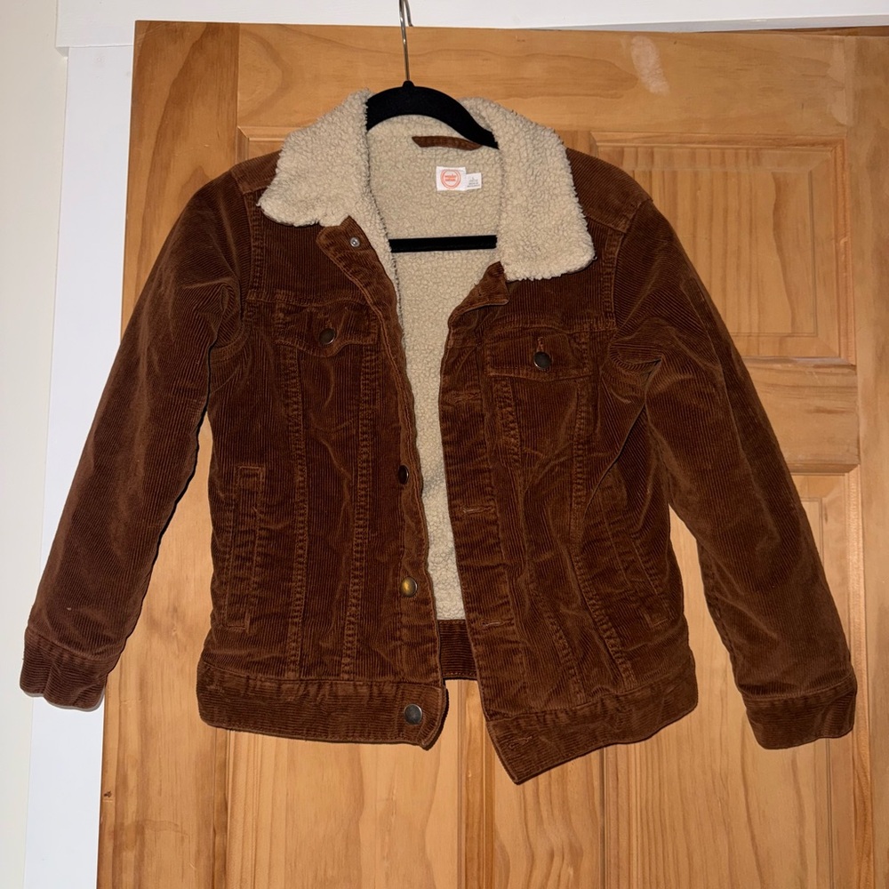 Wonder Nation Brown Corduroy Jacket with Cream Sherpa Collar